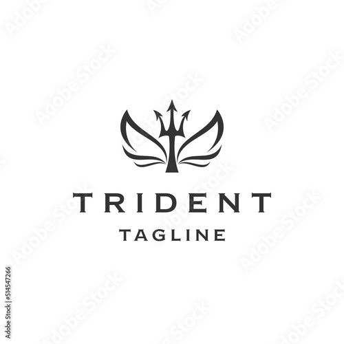 Trident wing angel logo icon design template flat vector