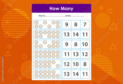 How many objects task. Educational children's game worksheet