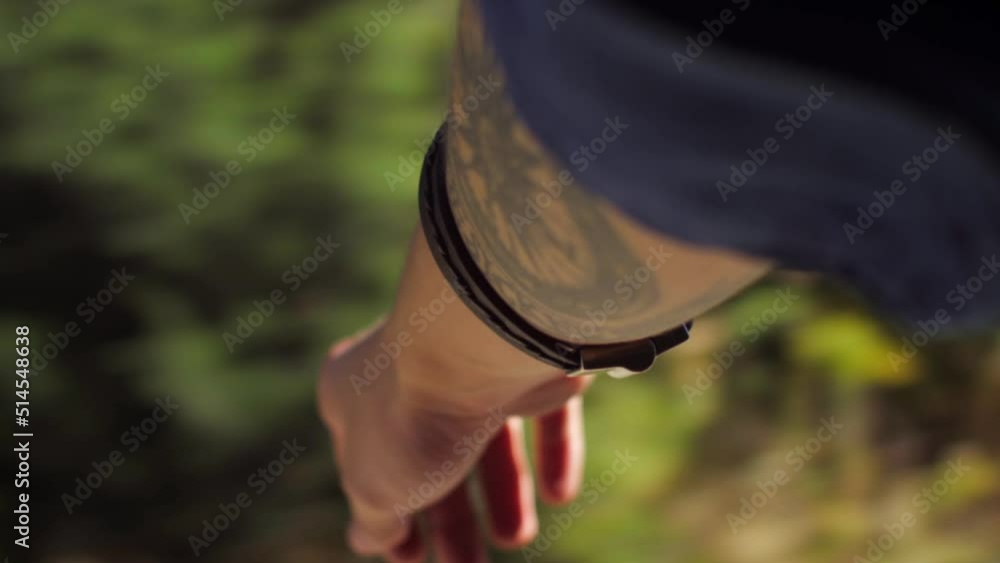 Close Up Arm out of Window of Driving Car, Summer Road Trip.