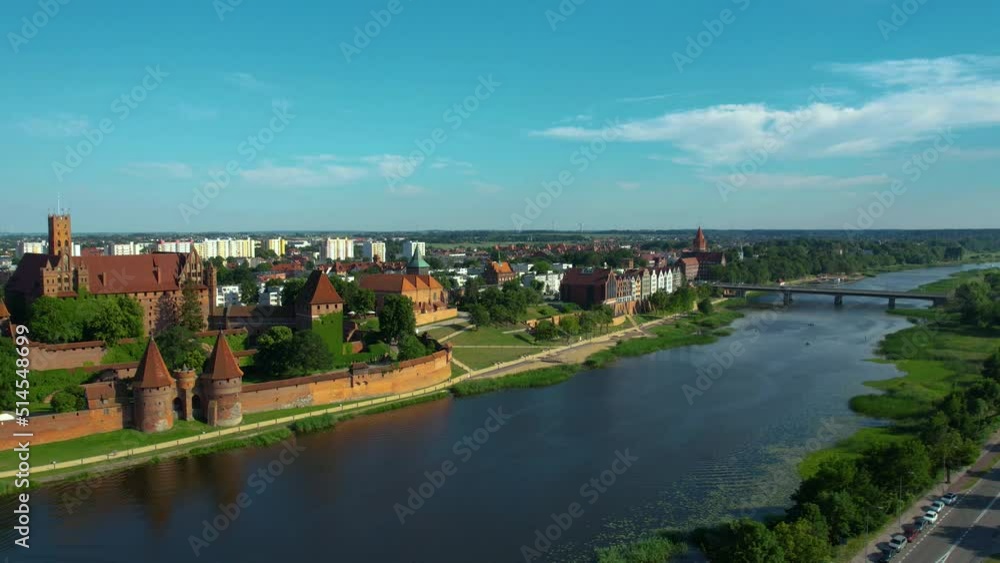 Hyperlapse from a quadrocopter over the river near the castle in Malbork Hyperlapse from a quadrocopter over the river near the castle in Malbork