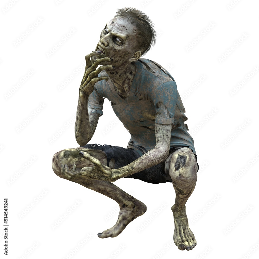Zombie male isolated white background 3d illustration Zombie male isolated white background 3d illustration