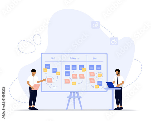 Scrum board concept illustration. flat vector illustration of team work