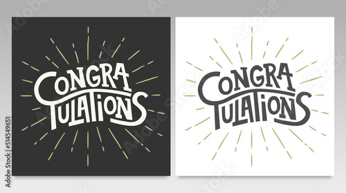 Hand drawn congratulation lettering for Greeting Card. Modern Typography Vector Background.