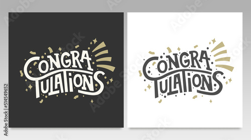 Hand drawn congratulation lettering for Greeting Card. Modern Typography Vector Background.