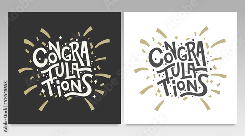 Hand drawn congratulation lettering for Greeting Card. Modern Typography Vector Background.
