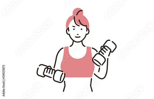 ダイエット_ダンベルを持って運動する女性