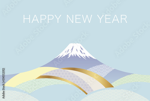 富士山の和柄年賀状テンプレート
