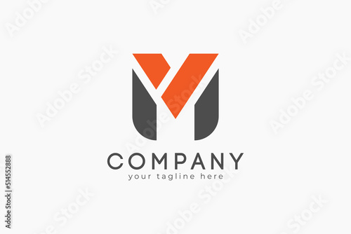 Letter M and V Logo, Minimalist Geometric style isolated on white background, usable for branding and business logos, flat design logo template, vector illustration