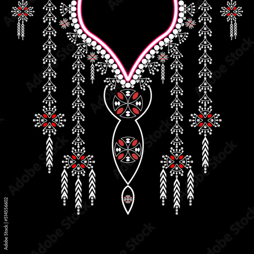 Geometric ethnic oriental pattern.Embroidered design colloar for modern fashion 