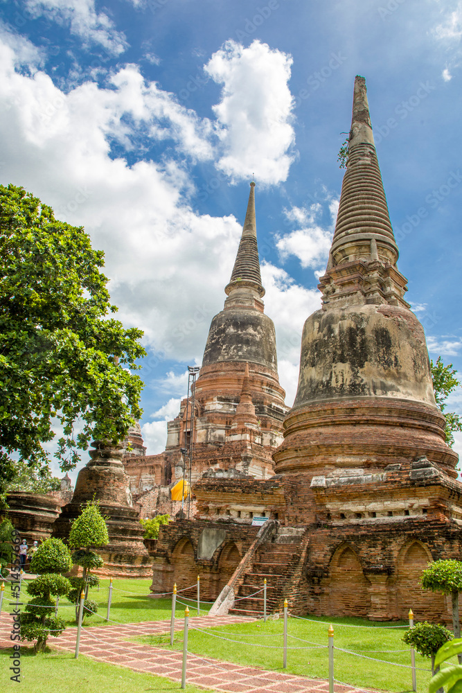 Ayutthaya Thailand 5th Jun 2022: The Prang of Wat Yai Chai Mongkhon , a Buddhist temple.
The monastery was constructed by King U-Thong in 1357 AD. 