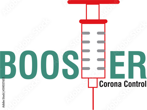 Covid-19 booster shot vaccine banner, vaccination dose against virus, injection needle symbol vector illustration. photo