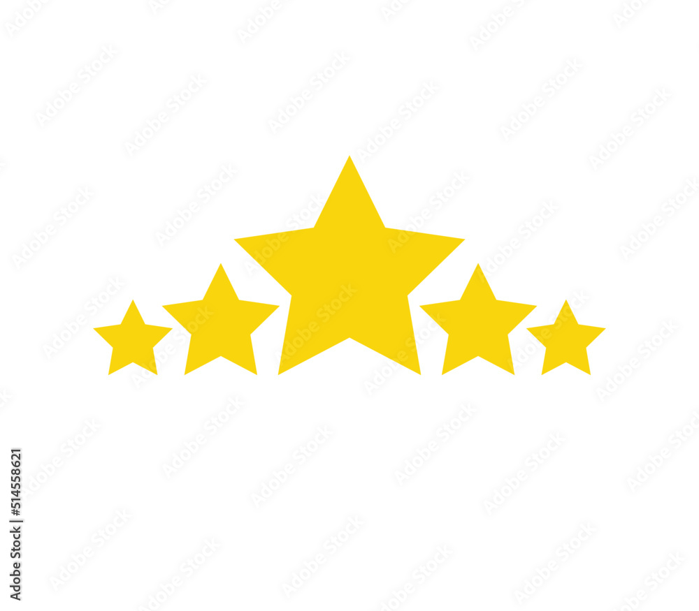 Five star rating review icon design vector. Customer feedback satisfaction quality symbol illustration. Five star rating review icon design vector. Customer feedback satisfaction quality symbol illustration.