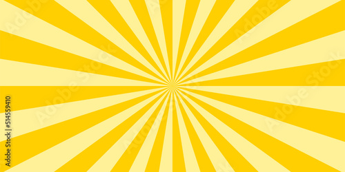 Abstract explosion background in gradient yellow color. Asian style glare effect. Sunshine sparkle pattern. Vector illustration of a radial ray. Narrow beam. For backdrops, posters, banners, covers.