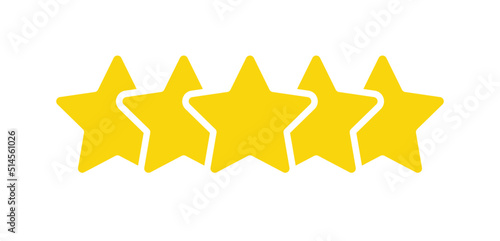 Simple five star icon design vector. Customer feedback satisfaction quality symbol illustration.
