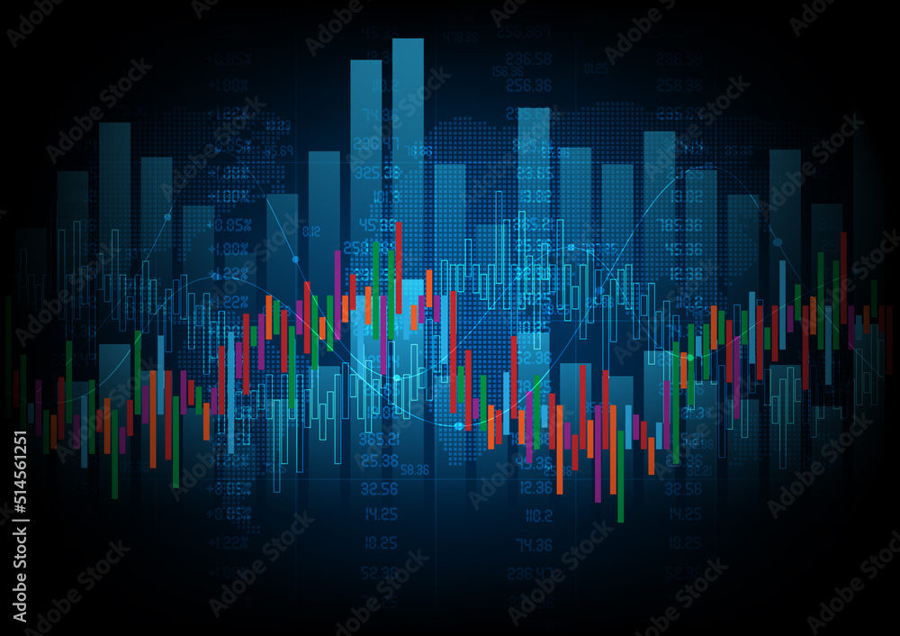 Digital business model background concept stock market graph