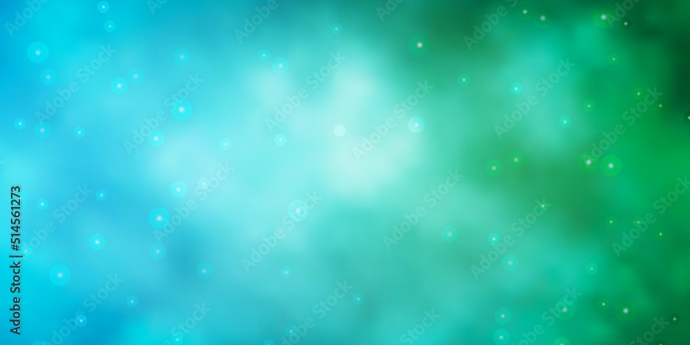 Obraz premium Light Blue, Green vector background with colorful stars.