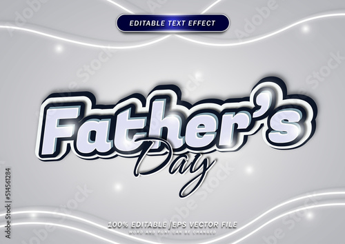 Father's day 3d text style effect. cartoon style text effect editable .