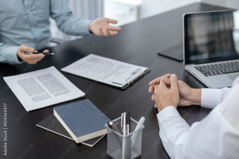 Job interview, Employer or recruiter is interviewing and taking the applicant's work history, Specialized Functional Ability Test, Business conversation, Manager resource employment and recruitment... Job interview, Employer or recruiter is interviewing and taking the applicant's work history, Specialized Functional Ability Test, Business conversation, Manager resource employment and recruitment...