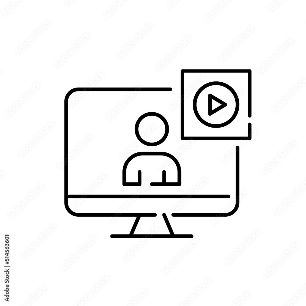 Webinar live streaming video conference icon. Pixel perfect, editable stroke line icon Webinar live streaming video conference icon. Pixel perfect, editable stroke line icon