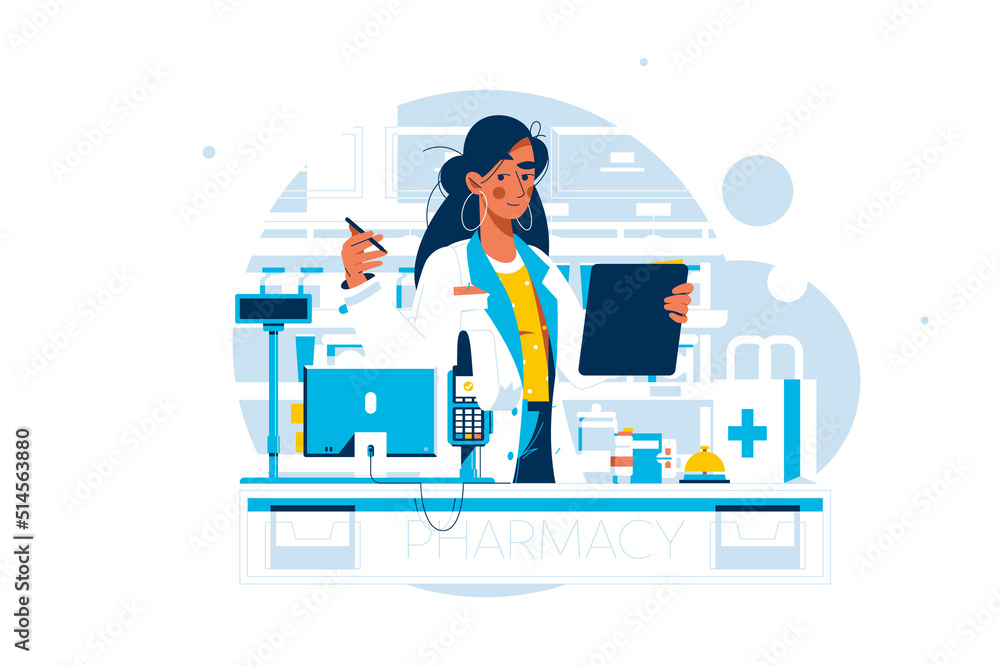 Doctor pharmacist in drugstore Doctor pharmacist in drugstore