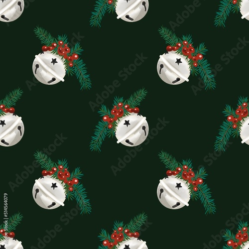 Watercolor Christmas seamless pattern. Realistic illustration Christmas fabric