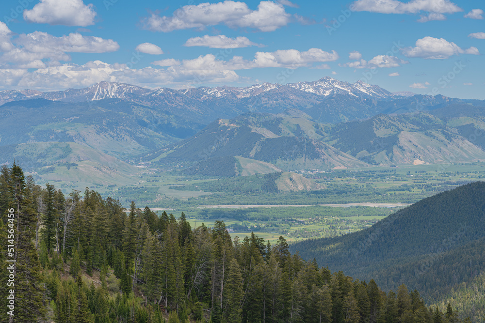 A viewpoint to Jackson hole entering Wyoming.