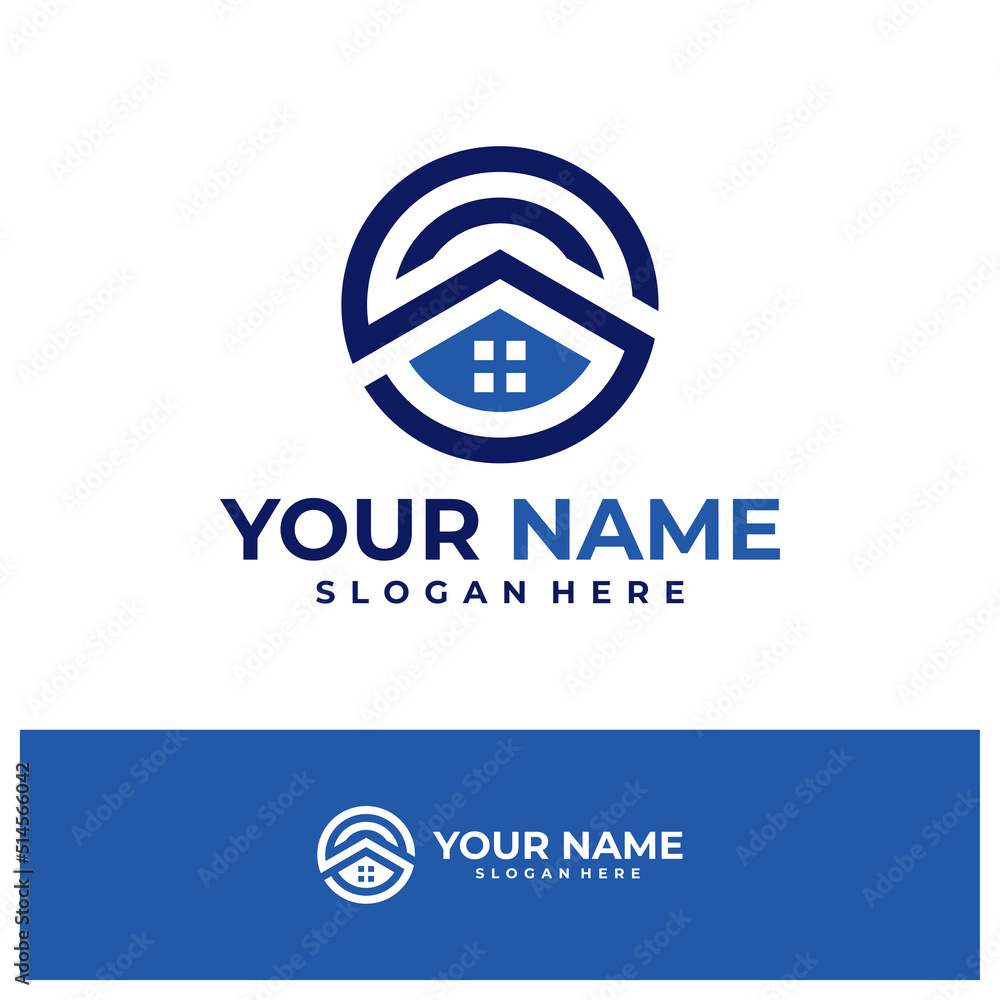 Obraz premium Letter SC House Logo Design Template. House logo concept vector. Creative Icon Symbol