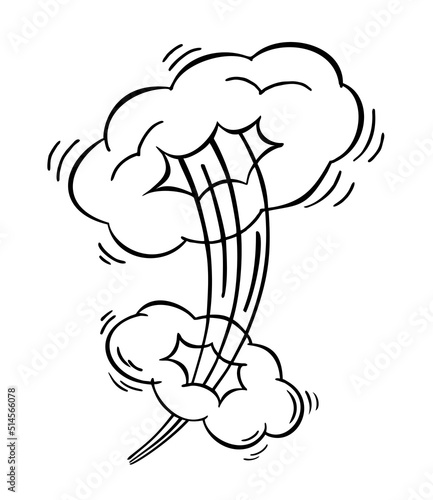 Comic explosion element. Hand drawn comic book element isolated vector icon. Sketch sign burst cloud, mem expression speech, bubble bam label illustration. Bomb explosion effect symbol