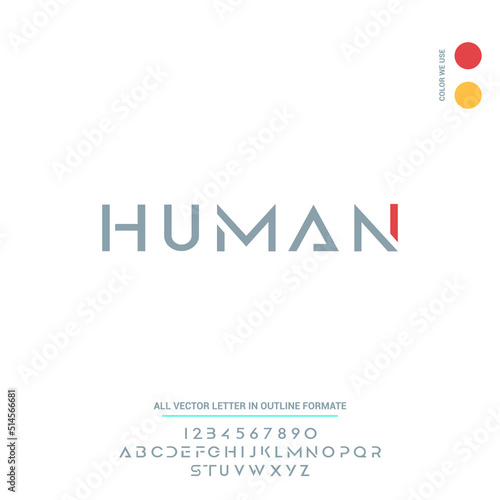 modern and minimal design Letters and numbers for logo and headline design. Isolated on white background