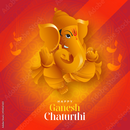 Happy ganesh chaturthi indian festival celebration background vector Illustration