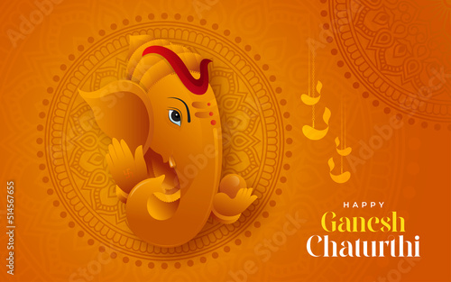 Happy Ganesh Chaturthi Festival Celebration Greeting Background Template