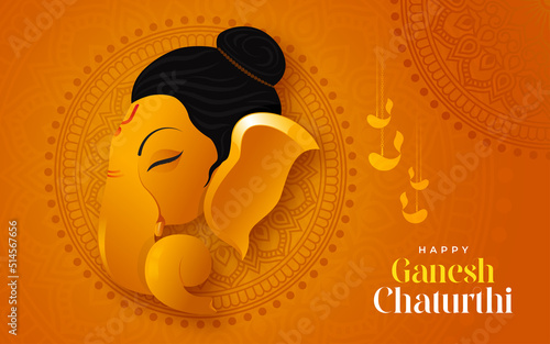 Canvas Print Happy Ganesh Chaturthi Festival Celebration Greeting Background Template