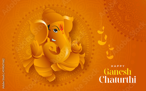Happy Ganesh Chaturthi Festival Celebration Greeting Background Template