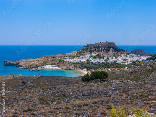 A panoramic view on Lindos city on the Rhodes island in Greece © Aliaksandr