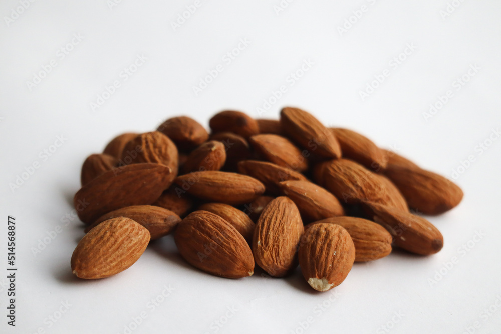 almonds on white background almonds on white background
