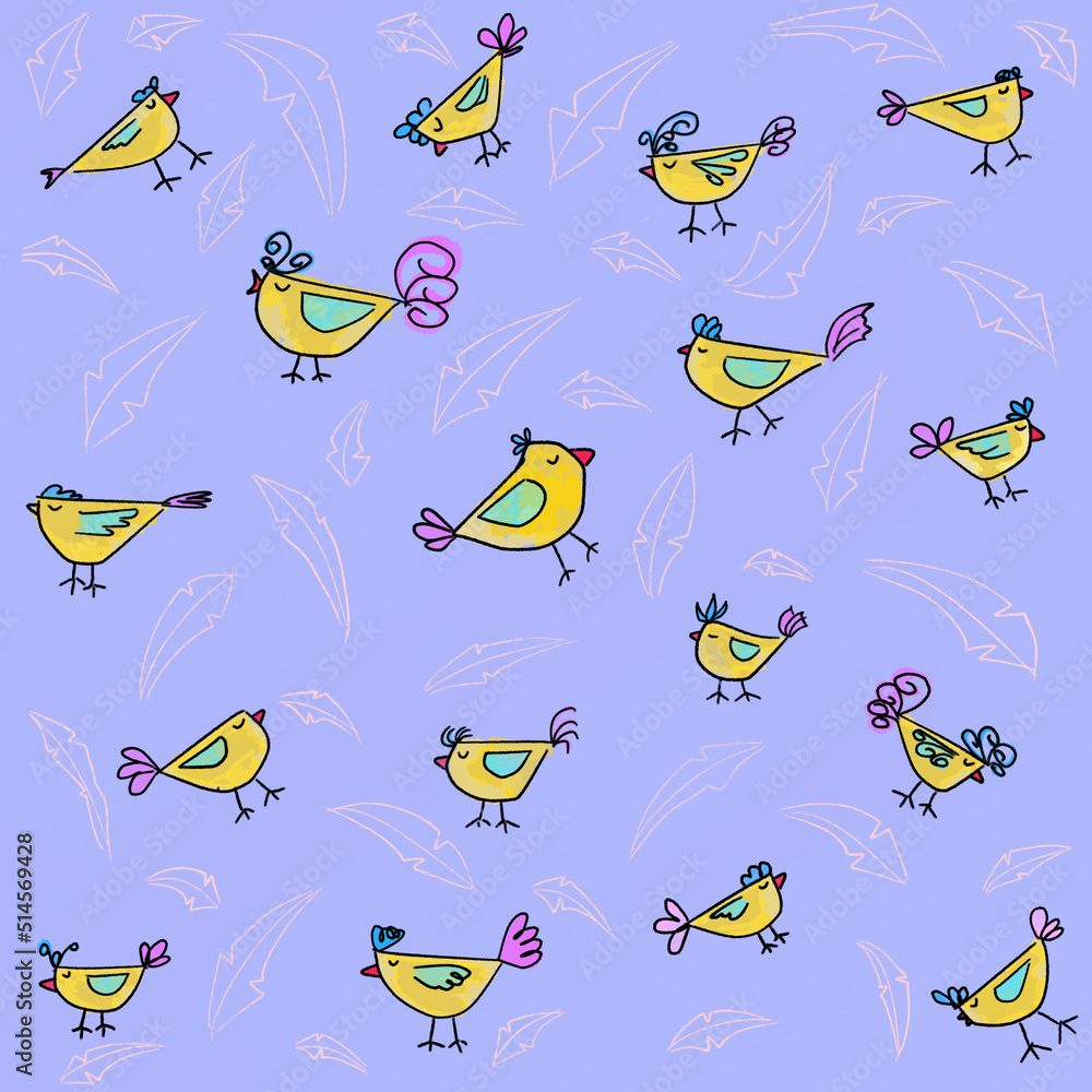 Obraz premium multicolor abstract birds baby pattern