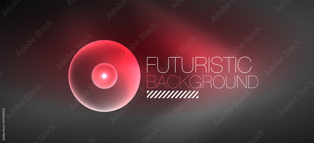 Shiny neon geometric abstract background. Glowing lights on round shapes, triangles and circles. Wallpaper for concept of AI technology, blockchain, communication, 5G, science, business Shiny neon geometric abstract background. Glowing lights on round shapes, triangles and circles. Wallpaper for concept of AI technology, blockchain, communication, 5G, science, business