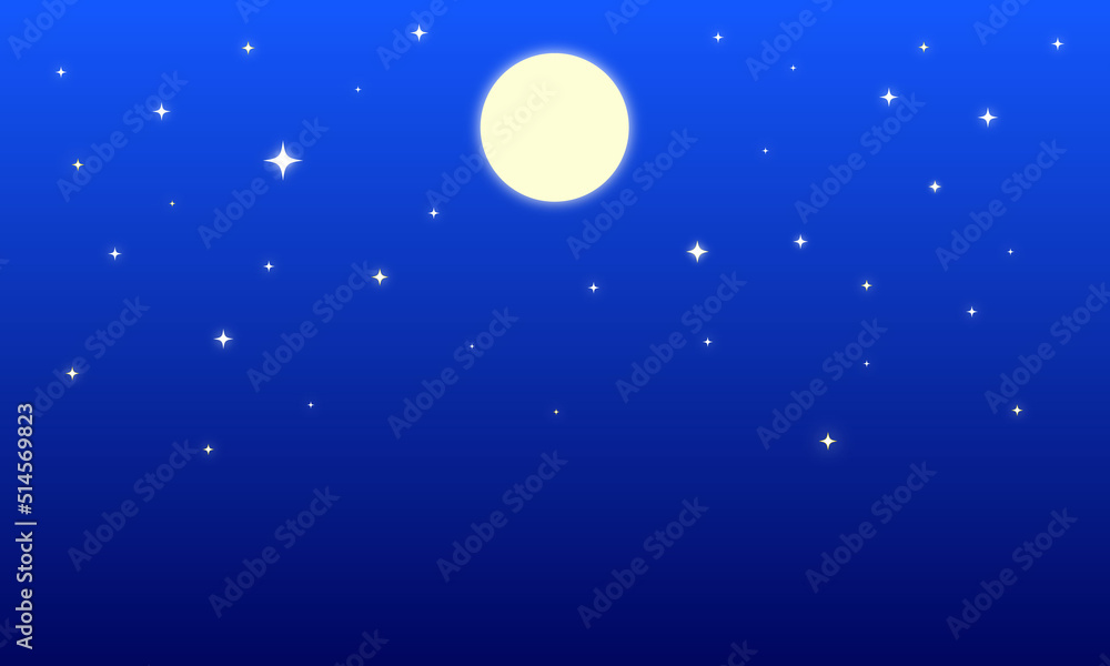 Naklejka premium 月とキラキラの星の夜空の背景素材2