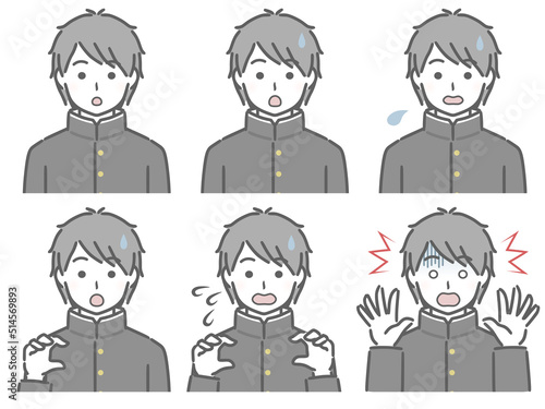 驚く表情の強弱　男子学生