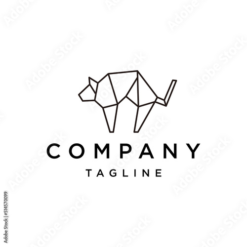 Cat geometric polygonal logo vector icon design template
