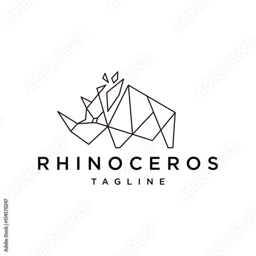 Rhinoceros geometric polygonal logo vector icon design template