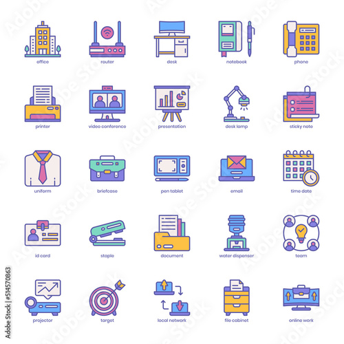 Coworking Space icon pack for your website design, logo, app, UI. Coworking Space icon outline design. Vector graphics illustration and editable stroke.