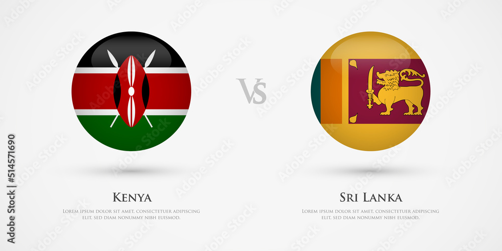 Kenya vs Sri Lanka country flags template. The concept for game, competition, relations, friendship, cooperation, versus.