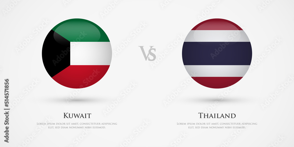 Kuwait vs Thailand country flags template. The concept for game, competition, relations, friendship, cooperation, versus. Kuwait vs Thailand country flags template. The concept for game, competition, relations, friendship, cooperation, versus.