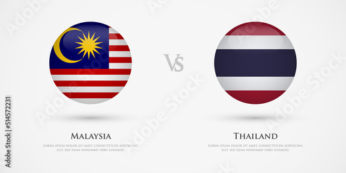 Malaysia vs Thailand country flags template. The concept for game, competition, relations, friendship, cooperation, versus.