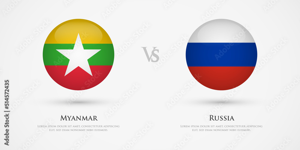 Myanmar vs Russia country flags template. The concept for game, competition, relations, friendship, cooperation, versus. Myanmar vs Russia country flags template. The concept for game, competition, relations, friendship, cooperation, versus.