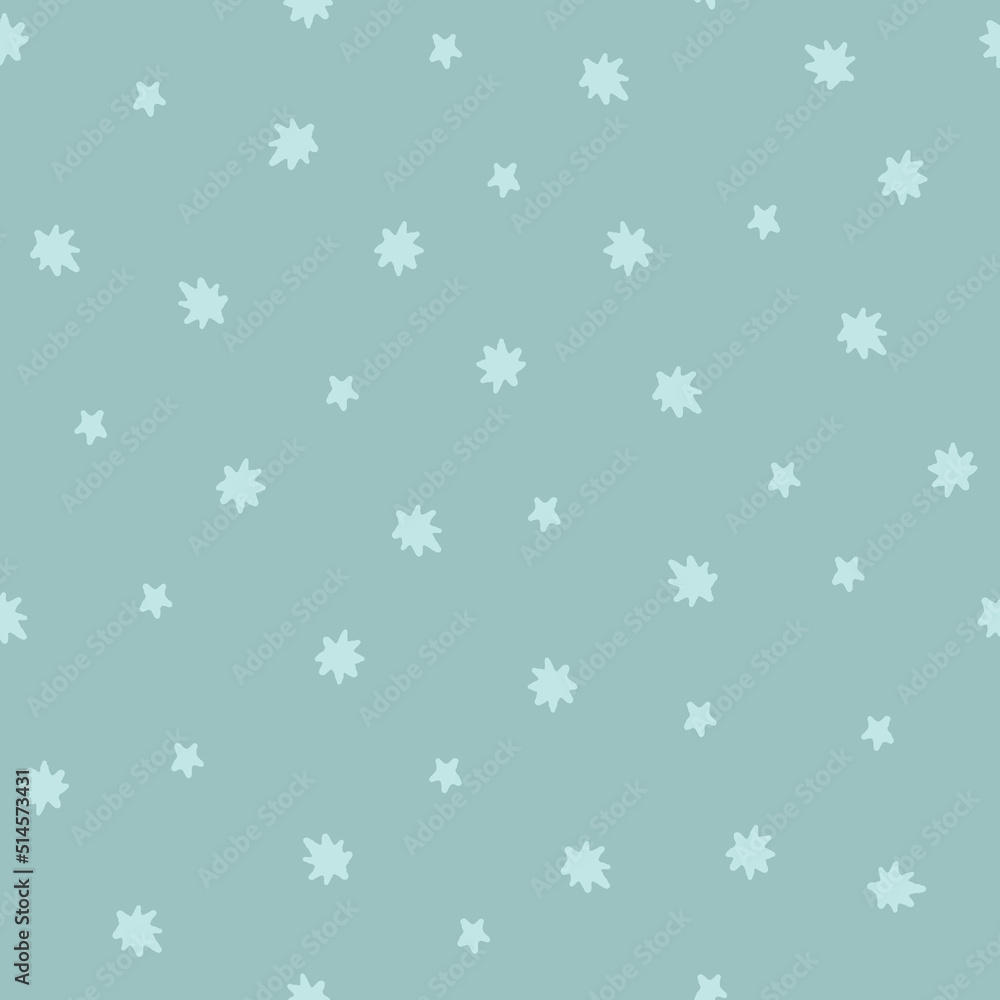 Stars seamless pattern in blue color, celestial trendy design for textile, fabric, wallpaper, packaging, surface.