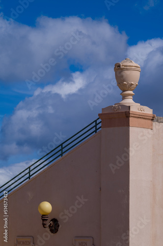 Stadium Corner with a Decorative Urn and Facade.