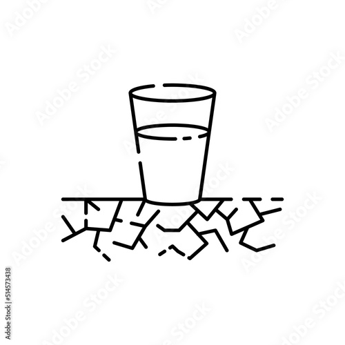 Drought. thirst. Cracked and dried plant or soil. Global disaster. Famine. Line vector icon