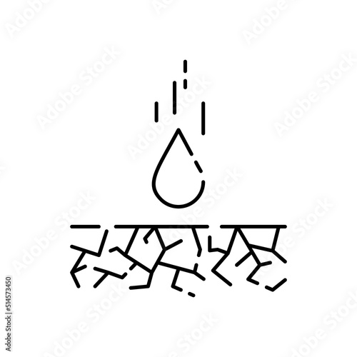 Drought. thirst. Cracked and dried plant or soil. Global disaster. Famine. Line vector icon